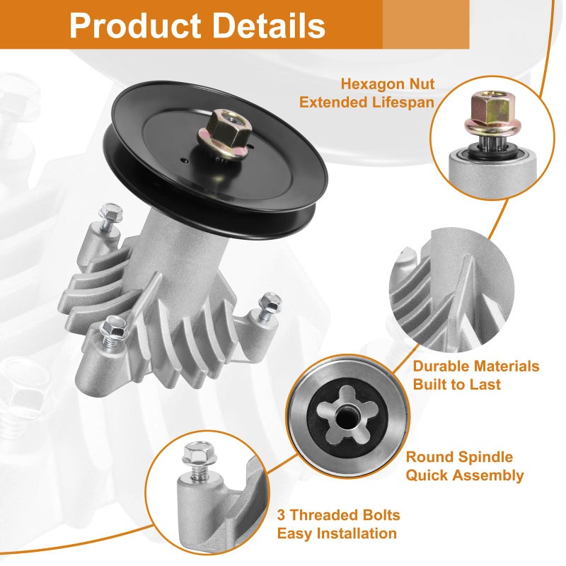 Antanker 130794 Spindle Assembly 153535 Pulley Replacement for Craftsman Poulan 532130794 582922301, with 3 Bolts - Image 4